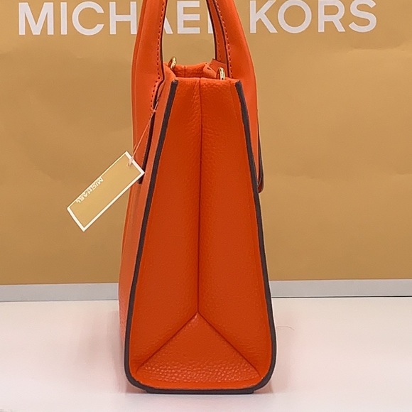Michael Kors Mirella Small Pebbled Leather Crossbody Top Zip XBODY Bag Poppy NWT - Picture 8 of 16